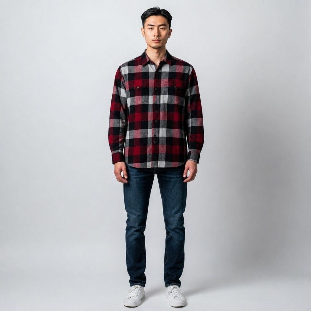 Red Head Buffalo Plaid Men's Flannel Shirt Medium Red Black Lumberjack Workwear